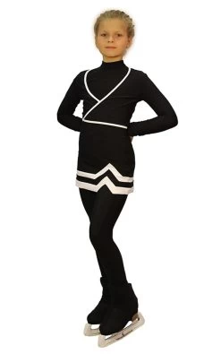 IceDress - Figure Skating Skirts -Line (Black And White)