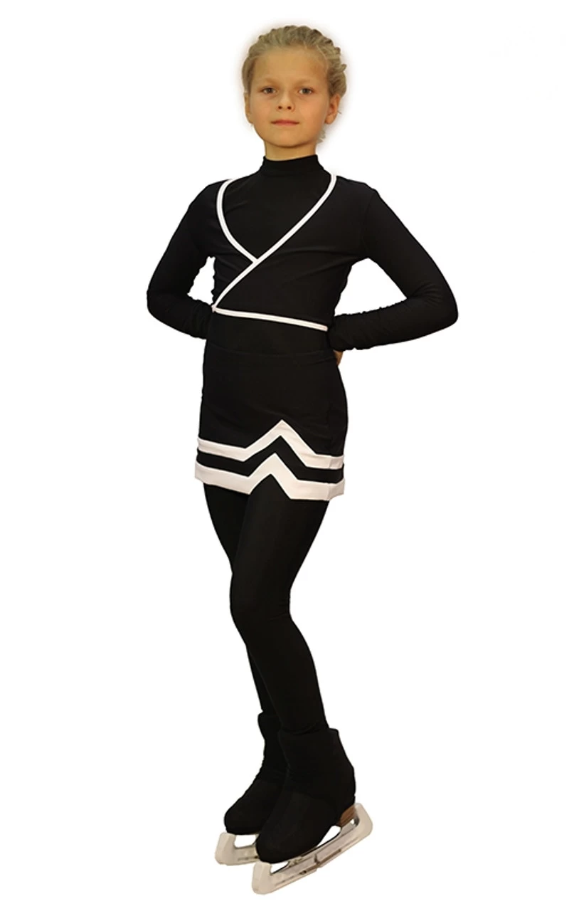 IceDress - Figure Skating Skirts -Line (Black And White) 3 IceDress - Figure Skating Skirts -Line (Black And White)