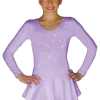 ChloeNoel DLP728 Plain Solid Sanded Poly Spandex Dress Light Lilac W/ Snow Flakes -Figure Skating Shop DLP728 LC SF small 07818.1676066323
