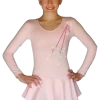 ChloeNoel DLP728 Plain Solid Sanded Poly Spandex Dress Light Solid Pink W/ Ribbon Skate Flakes (30% OFF, Size AS) -Figure Skating Shop DLP728 PK RS small 91806.1668781422