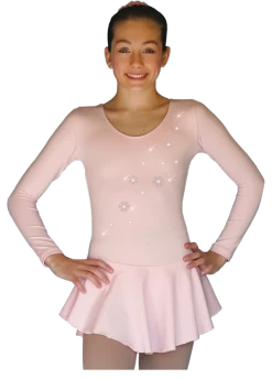 ChloeNoel DLP728 Plain Solid Sanded Poly Spandex Dress Light Solid Pink W/ Snow Flakes