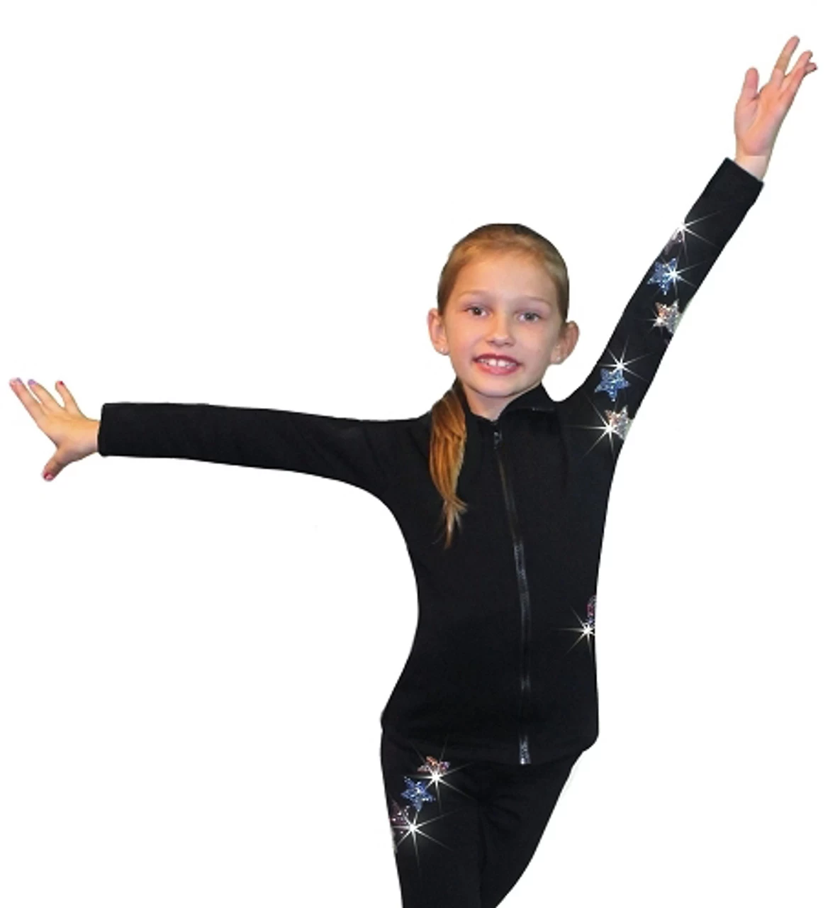 Ice Skating Jacket With "USA Spiral Stars" Rhinestuds Design 3 Ice Skating Jacket With "USA Spiral Stars" Rhinestuds Design