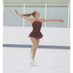 Jerry's Ice Skating Dress - Solitaire Style F23021 -Figure Skating Shop F23021R Ember C Front 22080.1682509242