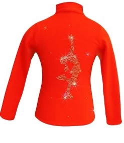 Orange Ice Skating Jacket With "Layback" Rhinestone Design