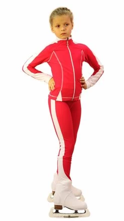 IceDress Figure Skating Thermal Pants -Bracket (Raspberry With White Line)
