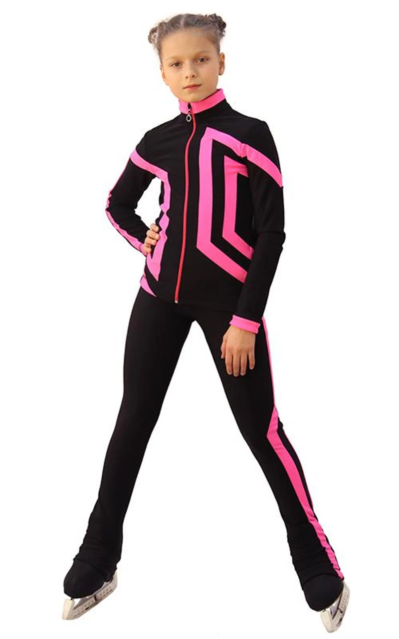 IceDress Figure Skating Outfit - Thermal - Vanguard - Sport (Black With Hot Pink) 4 IceDress Figure Skating Outfit - Thermal - Vanguard - Sport (Black With Hot Pink) - Image 2