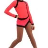IceDress Figure Skating Dress - Thermal - IceSports (Hot Coral And Black)