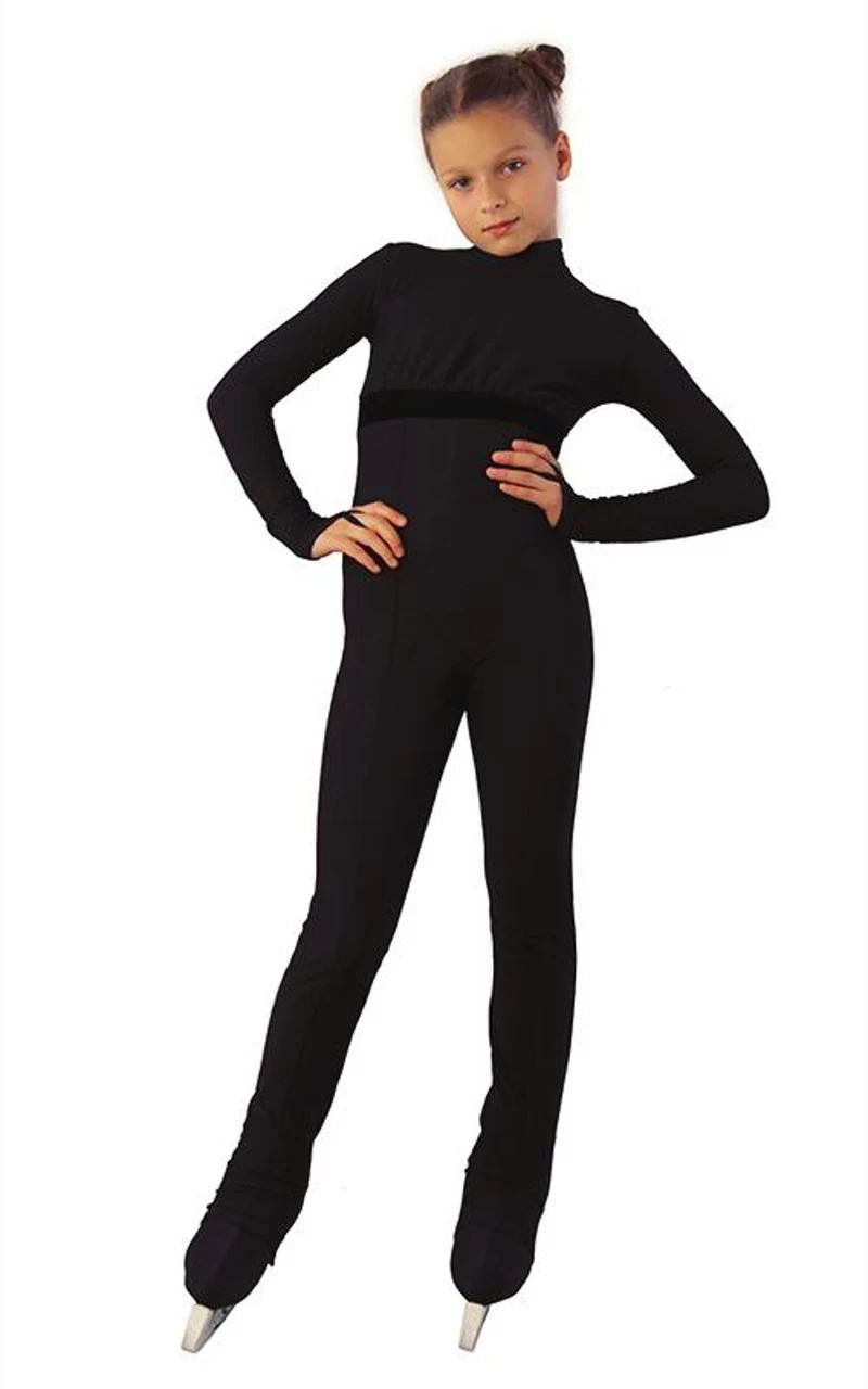 IceDress Figure Skating Overalls - Thermal - Style (Black With Velvet Trim) 4 IceDress Figure Skating Overalls - Thermal - Style (Black With Velvet Trim) - Image 2