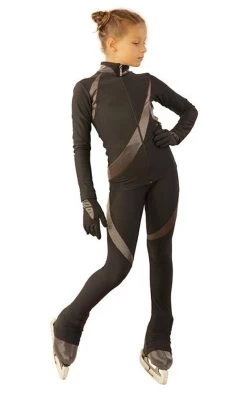 IceDress - Figure Skating Training Outfit - Cascade-Silver (Dark Grey With Silver)