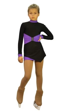 IceDress Figure Skating Dress - Oriental-2 (Black And Purple)