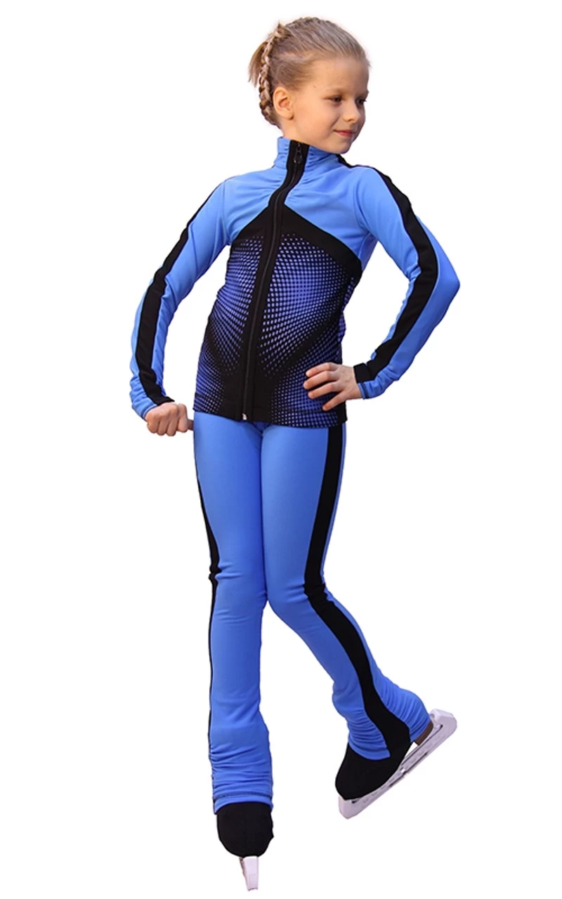 IceDress Figure Skating Outfit - Thermal - Jump (Blue With Black Stripes) 3 IceDress Figure Skating Outfit - Thermal - Jump (Blue With Black Stripes)