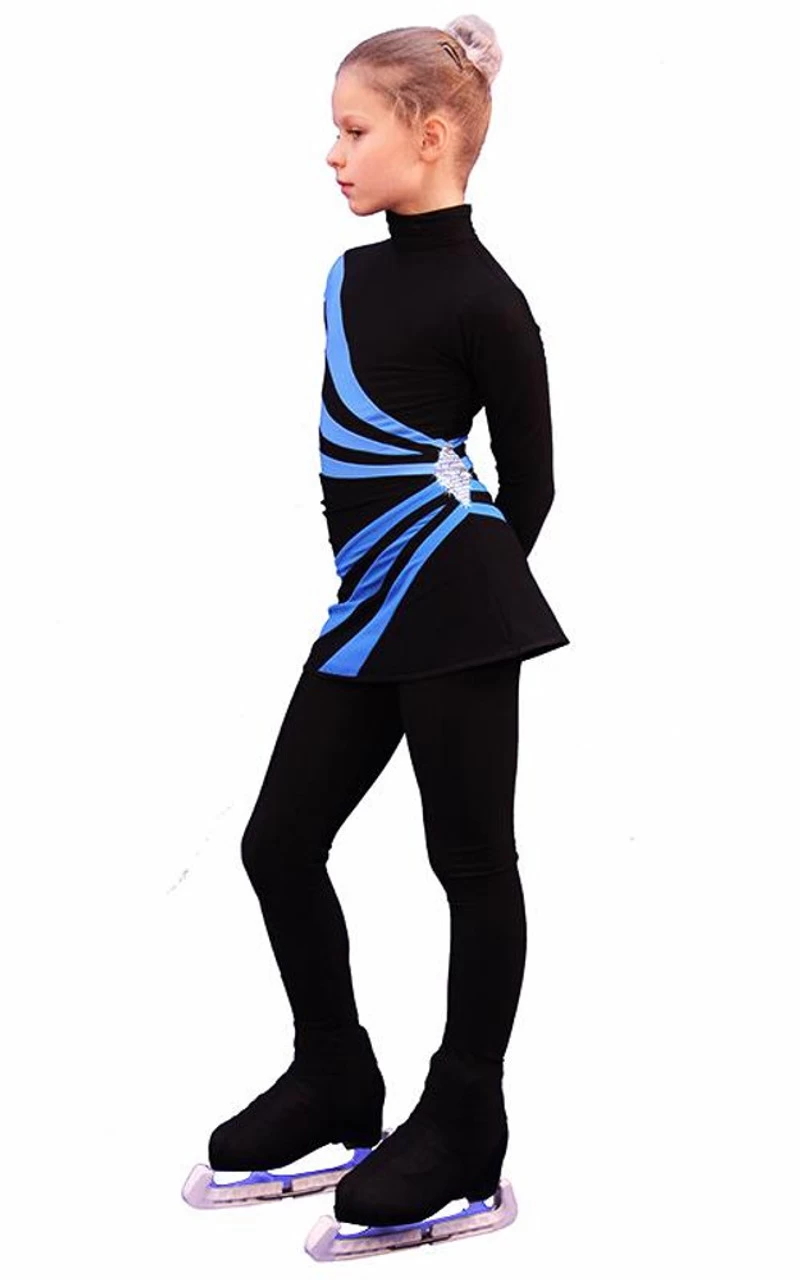IceDress Figure Skating Dress-Thermal - Oriental 3 (Black And Blue) 4 IceDress Figure Skating Dress-Thermal - Oriental 3 (Black And Blue) - Image 2