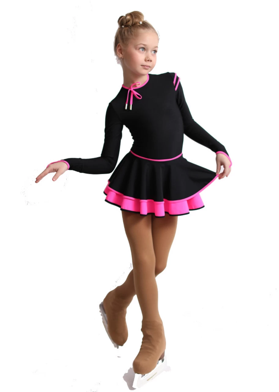 IceDress Figure Skating Dress - Thermal - Duet (Black With Hot Pink) 8 IceDress Figure Skating Dress - Thermal - Duet (Black With Hot Pink) - Image 6