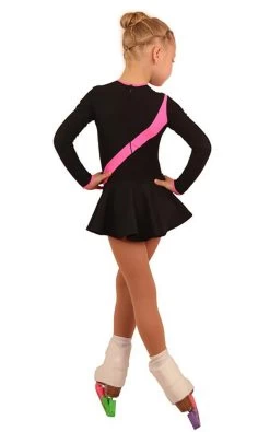 IceDress Figure Skating Dress - Thermal - Bows 2 (Black With Bright Pink) -Figure Skating Shop dbe733811000 96764 03060.1582485539