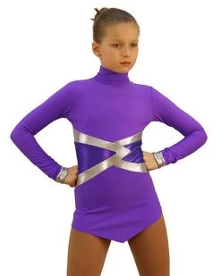 IceDress Figure Skating Dress - Thermal - Jackson 2 (Purple With Silver And Purple Lycra)