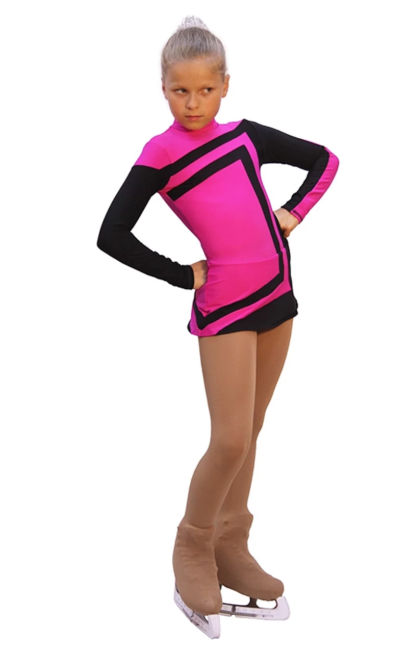 IceDress Figure Skating Dress-Thermal - Avangard (Fuchsia With Black ) 5 IceDress Figure Skating Dress-Thermal - Avangard (Fuchsia With Black ) - Image 3