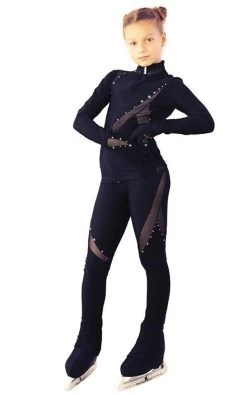 IceDress - Figure Skating Training Outfit - Cascade(Black With Rhinestones)