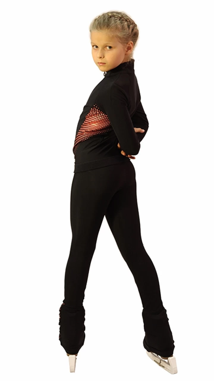 IceDress Figure Skating Outfit - Thermal -Disco (Black And Coral) 4 IceDress Figure Skating Outfit - Thermal -Disco (Black And Coral) - Image 2