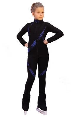 IceDress Figure Skating Outfit - Thermal - Cascade (Black With Blue Thermo-applications)