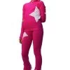 IceDress Figure Skating Outfit - Thermal - Star (with Pants) (Fushsia With White)