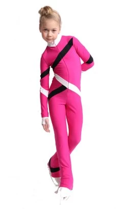 IceDress Figure Skating Overalls - Thermal - Quad (Fuchsia, Black, White)