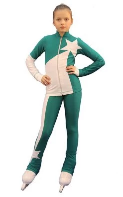 IceDress Figure Skating Outfit - Thermal - Space (Emerald With White)