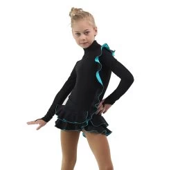 IceDress Figure Skating Dress - Thermal - Flamenco (Black With Turquoise) -Figure Skating Shop fd44073b72f0 41880 37748 20469.1582524818