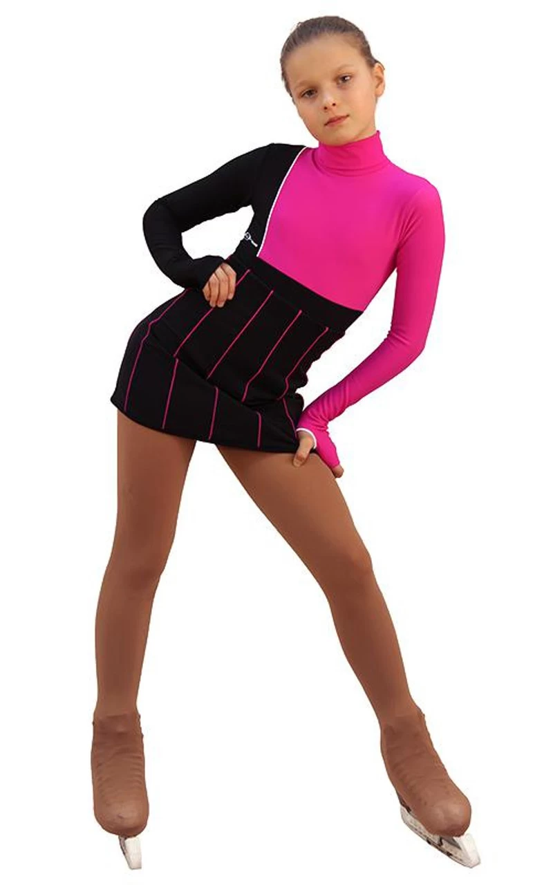IceDress Figure Skating Dress - Thermal - IceFashion (Black With Fuchsia) 6 IceDress Figure Skating Dress - Thermal - IceFashion (Black With Fuchsia) - Image 4