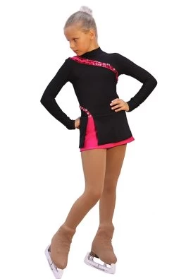 IceDress Figure Skating Dress-Thermal - Lasso(25% OFF, Black With Raspberry)
