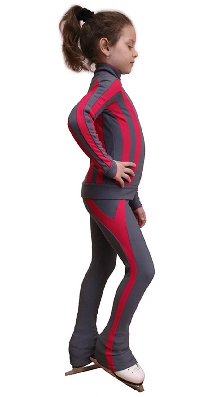 IceDress Figure Skating Thermal Pants - Lutz (Light Grey And Raspberry) 5 IceDress Figure Skating Thermal Pants - Lutz (Light Grey And Raspberry) - Image 3