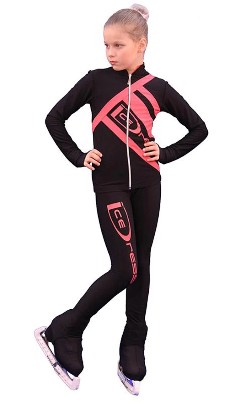 IceDress Figure Skating Outfit - Thermal - IceDress (Black With Coral) 3 IceDress Figure Skating Outfit - Thermal - IceDress (Black With Coral)