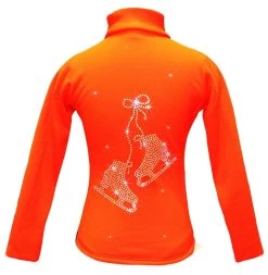 Orange Ice Skating Jacket With "Pair Of Skates" Rhinestone Applique
