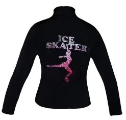Closeout Poly/Spandex Ice Skating Jacket With Pink Ombre "Ice Skater" Metallic Studs Design